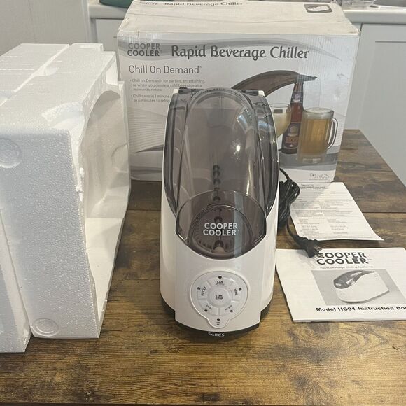 Cooper Cooler Rapid Beverage Chiller Cans Wine & Bottles HC-01 NOB TESTED White - Picture 1 of 8